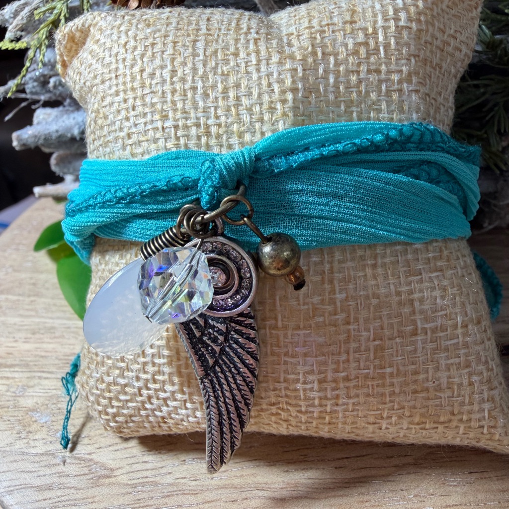 Turquoise Wing Pendant Wrap Charm Bracelet